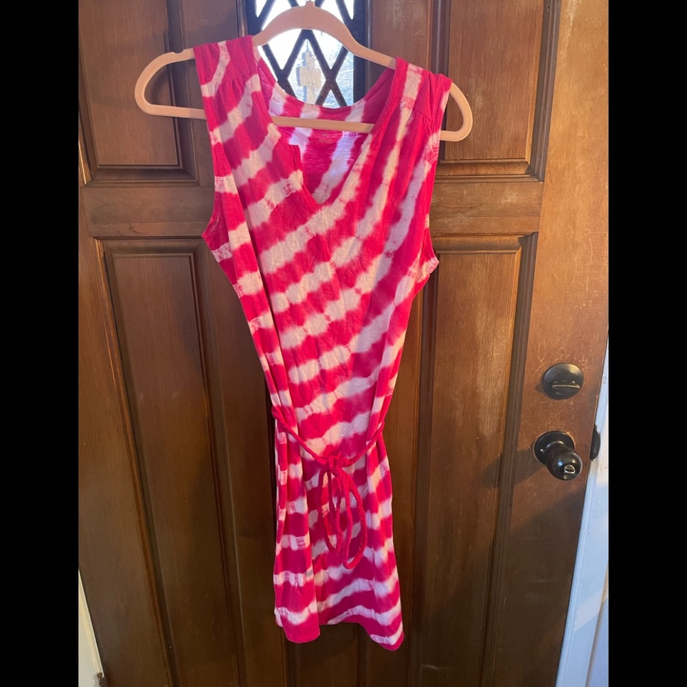 NWOT G.H Bass pink and white tie die sleeveless t-shirt dress